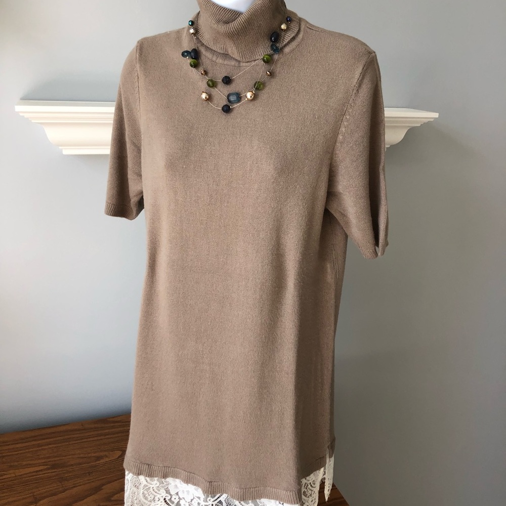 Unique Turtleneck Tunic With Lace Bottom - image 3